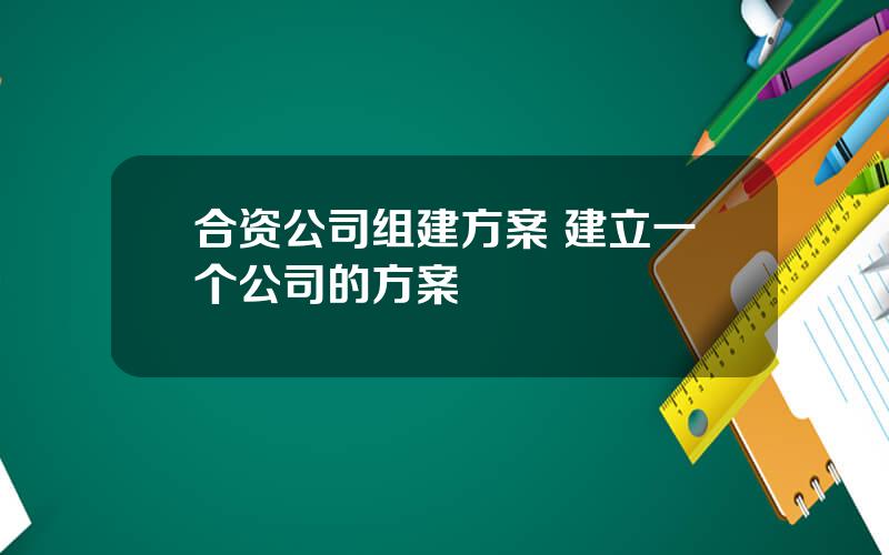 合资公司组建方案 建立一个公司的方案